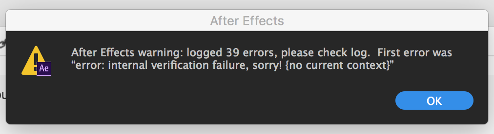 After effects error internal verification failure sorry что делать